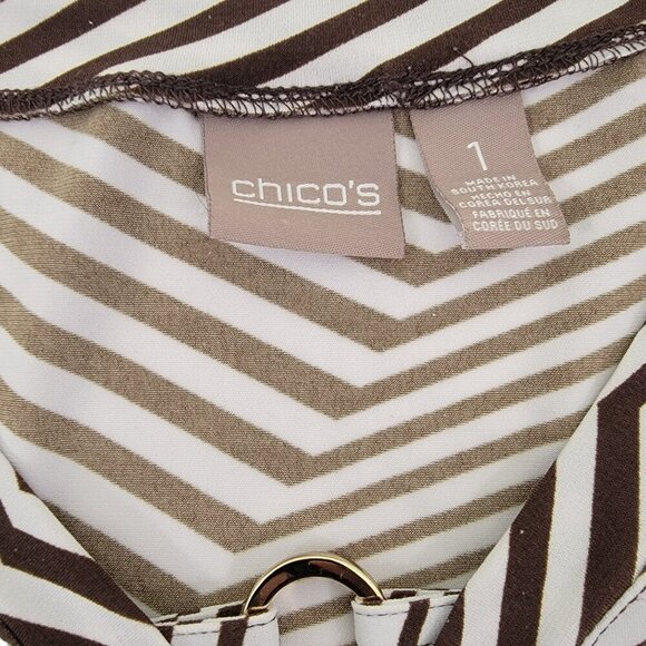 Chico’s V-Neck Split Sleeve Stretch Women’s Tunic Top - Size 1 (Medium) - Picture 6 of 14